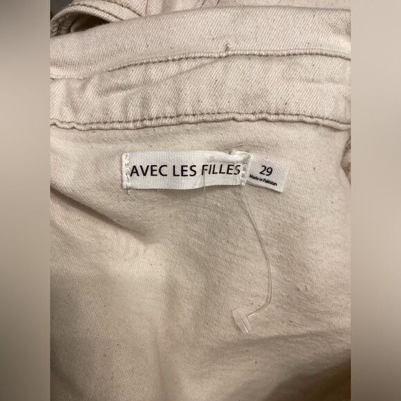 Avec Les Filles Tie Waist Denim Jumpsuit – Ecru Cream Women’s One Piece - Picture 12 of 15